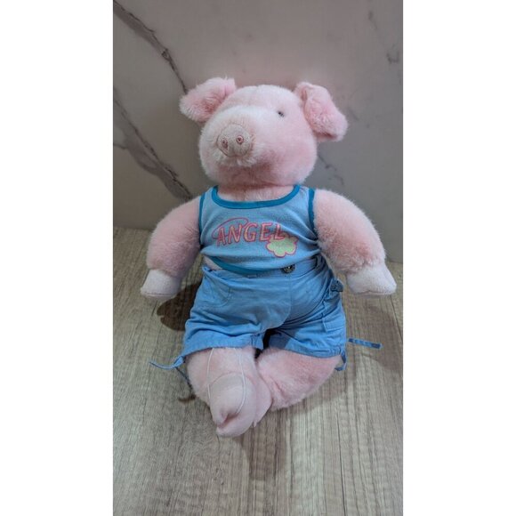 Paws and claws Pink Angel Pig Piggy 17" Plush Stuffed Toy with shirt / shorts - Picture 4 of 7